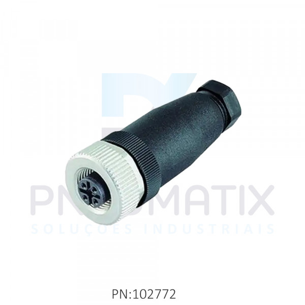 CONECTOR FEMEA RETO M12 4 POLOS PARAFUSAVEL IP67 FIO 0,75MM TENSAO 250VAC/VCC 4A MAX.V1-G-PG9 PN:200770 PEPPERL