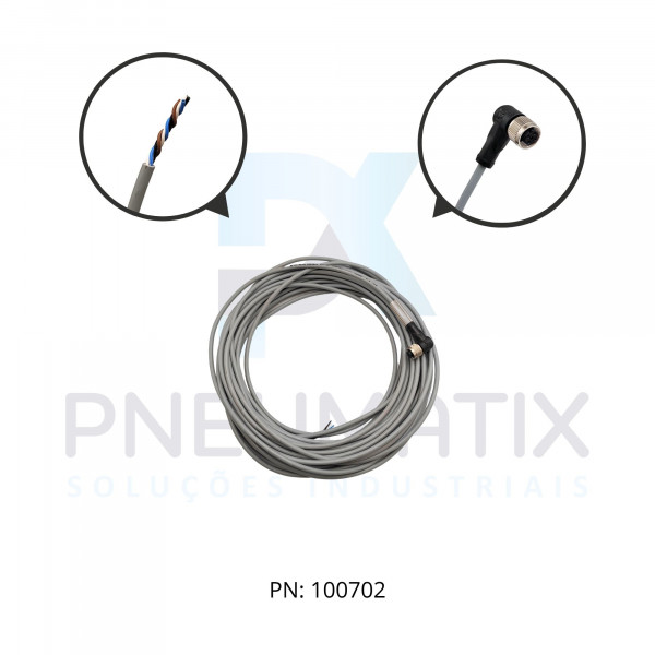CABO C/CONECTOR 15MTS FEMEA ANGULAR M12 4 POLOS COR CINZA PVC V1-W-15M-PVC PN:128854 PEPPERL