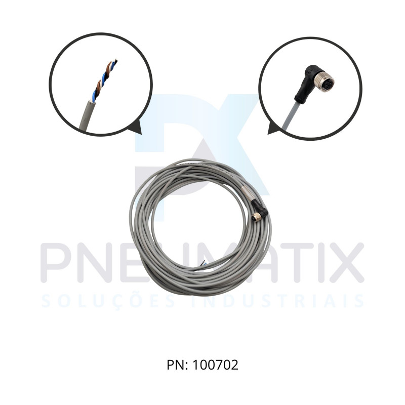 CABO C/CONECTOR 15MTS FEMEA ANGULAR M12 4 POLOS COR CINZA PVC V1-W-15M-PVC PN:128854 PEPPERL