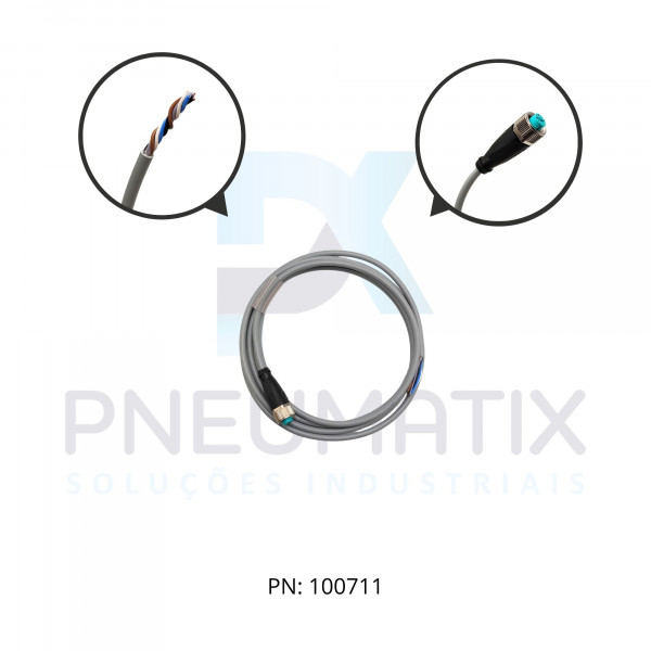 CABO C/CONECTOR 2MTS FEMEA RETO M12 5 POLOS COR CINZA PVC V15-G-2M-PVC PN:035322 PEPPERL