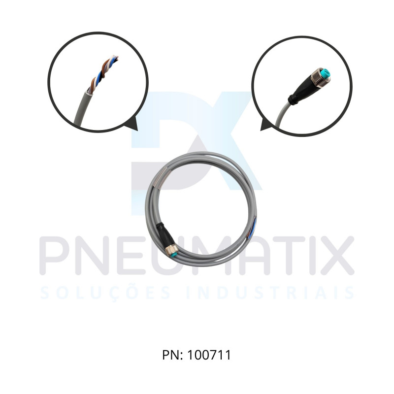 CABO C/CONECTOR 2MTS FEMEA RETO M12 5 POLOS COR CINZA PVC V15-G-2M-PVC PN:035322 PEPPERL