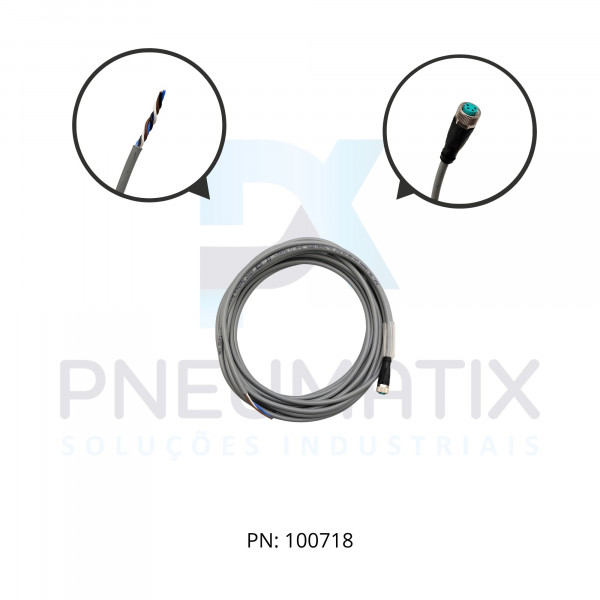 CABO C/CONECTOR 5MTS FEMEA RETO M8 4 POLOS COR CINZA PVC V31-GM-5M-PVC PN:109030 PEPPERL