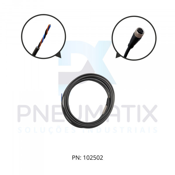 CABO C/CONECTOR 5MTS FEMEA RETO M8 3 POLOS COR PRETO PUR V3-GM-BK5M-PUR-U PN:217480 PEPPERL