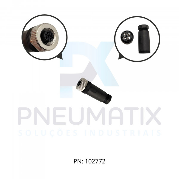 CONECTOR FEMEA RETO M12 4 POLOS PARAFUSAVEL IP67 FIO 0,75MM TENSAO 250VAC/VCC 4A MAX.V1-G-PG9 PN:200770 PEPPERL
