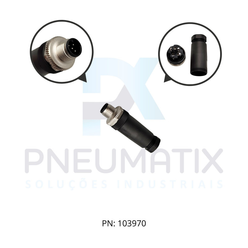 CONECTOR MACHO RETO M12 5 POLOS PARAFUSAVEL IP67 FIO 0,75MM TENSAO MAX.125VAC/VCC 4A MAX.V15S-G-PG9 PN:115060 PEPPERL