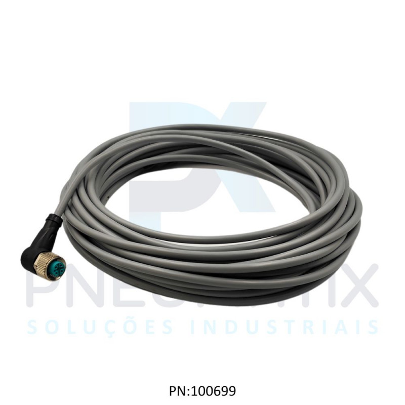 CABO C/CONECTOR 10MTS FEMEA ANGULAR M12 4 POLOS COR CINZA PVC V1-W-10M-PVC PN:033486 PEPPERL