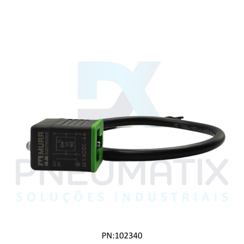 CABO C/CONECTOR 30CM P/BOBINA FORMATO BI C/LED TENSAO 24VAC/VDC 2 POLOS COR PRETO 711021-6160030 MURRELEKTRONIK