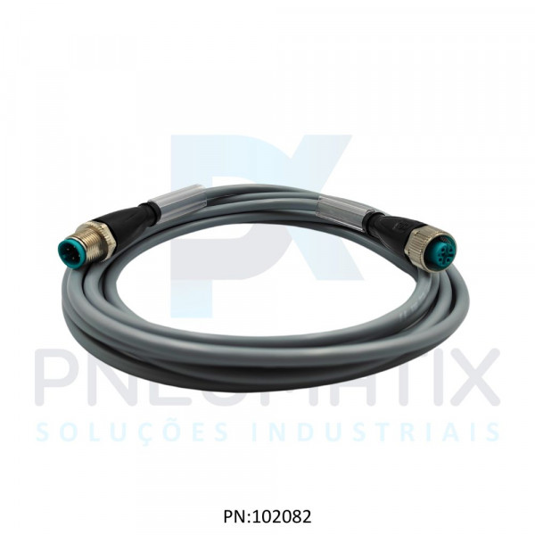 CABO C/CONECTOR 3MTS FEMEA RETO M12 4 POLOS COR CINZA PVC V1-G-3M-PVC-V1-G PN:192068 PEPPERL