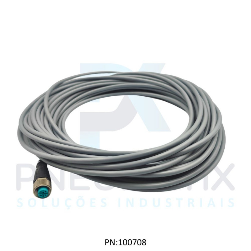 CABO C/CONECTOR 15MTS FEMEA RETO M12 4 POLOS COR CINZA PVC V1-G-15M-PVC PN:117079 PEPPERL