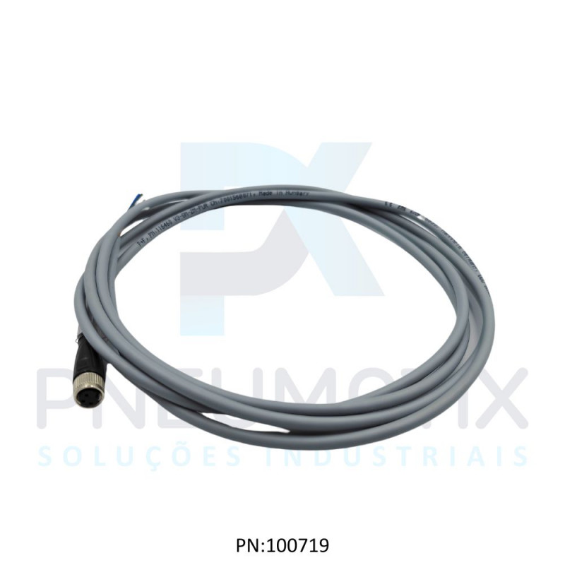 CABO C/CONECTOR 2MTS FEMEA RETO M8 3 POLOS COR CINZA PUR V3-GM-2M-PUR PN:116460 PEPPERL