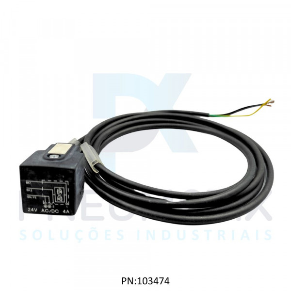 CABO C/CONECTOR 2MTS P/VALVULA FORM.RETO A 2+PE COR PRETO VMA-2+P/Z2-2M-PUR PN:456828 PEPPERL