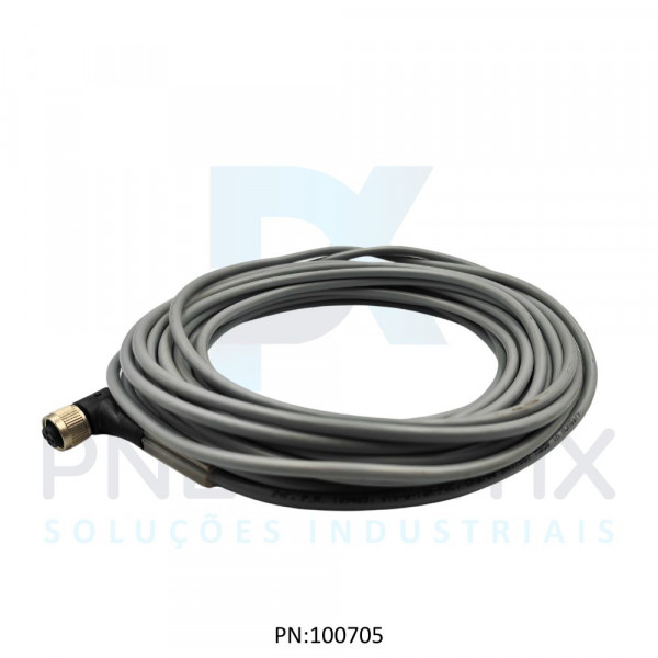 CABO C/CONECTOR 10MTS FEMEA ANGULAR M12 5 POLOS COR CINZA PVC V15-W-10M-PVC PN:109483 PEPPERL