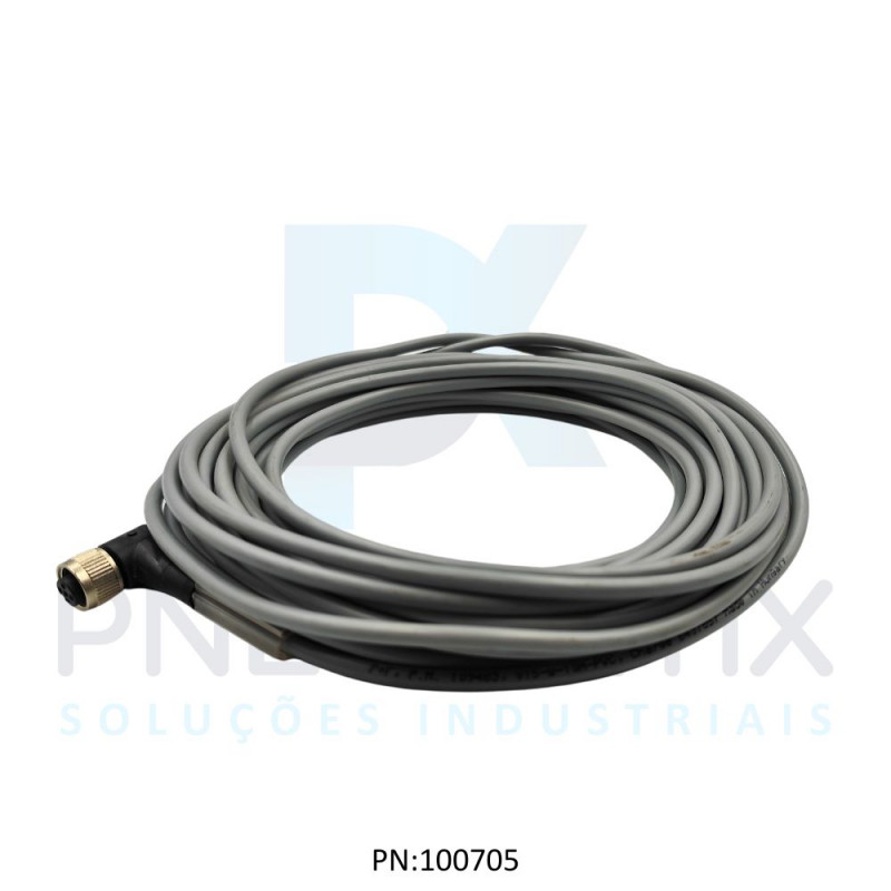 CABO C/CONECTOR 10MTS FEMEA ANGULAR M12 5 POLOS COR CINZA PVC V15-W-10M-PVC PN:109483 PEPPERL