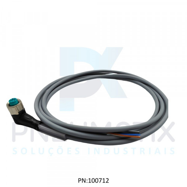 CABO C/CONECTOR 2MTS FEMEA ANGULAR M12 5 POLOS COR CINZA PUR V15-W-2M-PUR PN:021972 PEPPERL