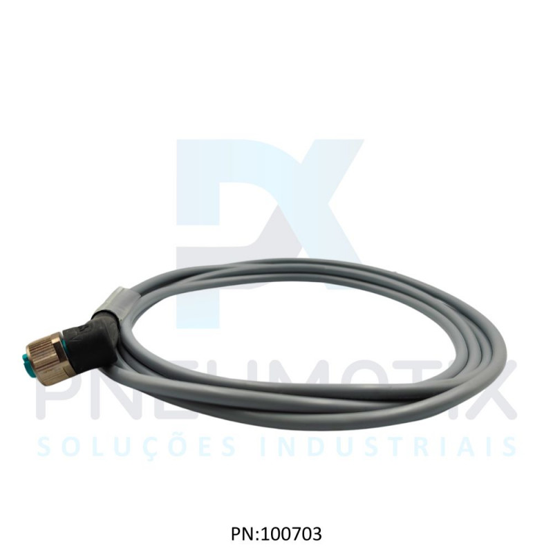 CABO C/CONECTOR 2MTS FEMEA ANGULAR M12 4 POLOS COR CINZA PVC V1-W-2M-PVC PN:032797 PEPPERL