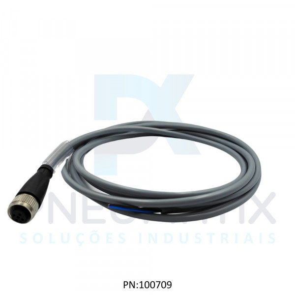 CABO C/CONECTOR 2MTS FEMEA RETO M12 4 POLOS COR CINZA PVC V1-G-2M-PVC PN:035071 PEPPERL