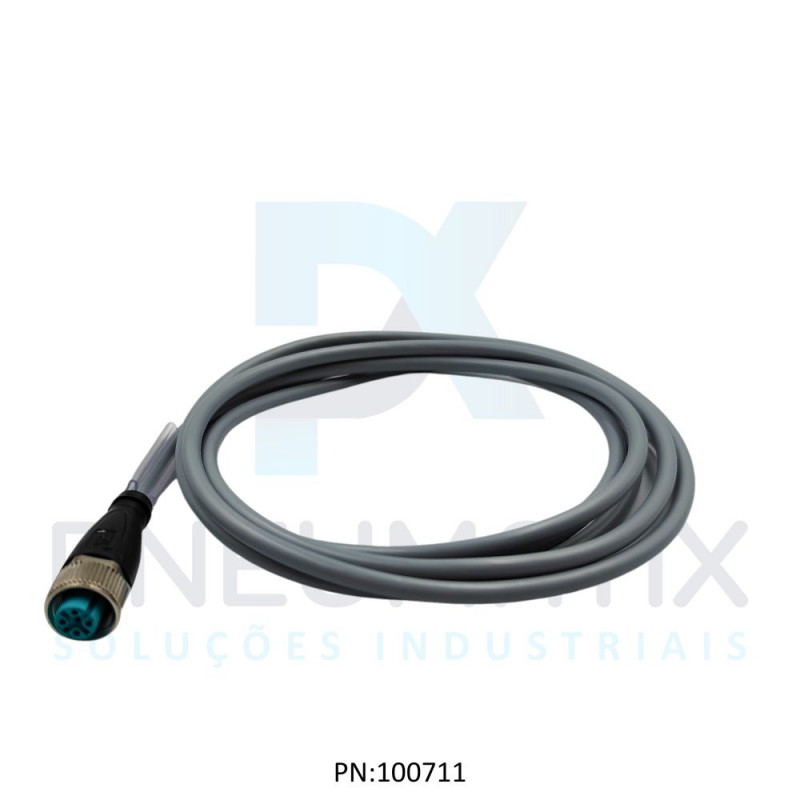 CABO C/CONECTOR 2MTS FEMEA RETO M12 5 POLOS COR CINZA PVC V15-G-2M-PVC PN:035322 PEPPERL