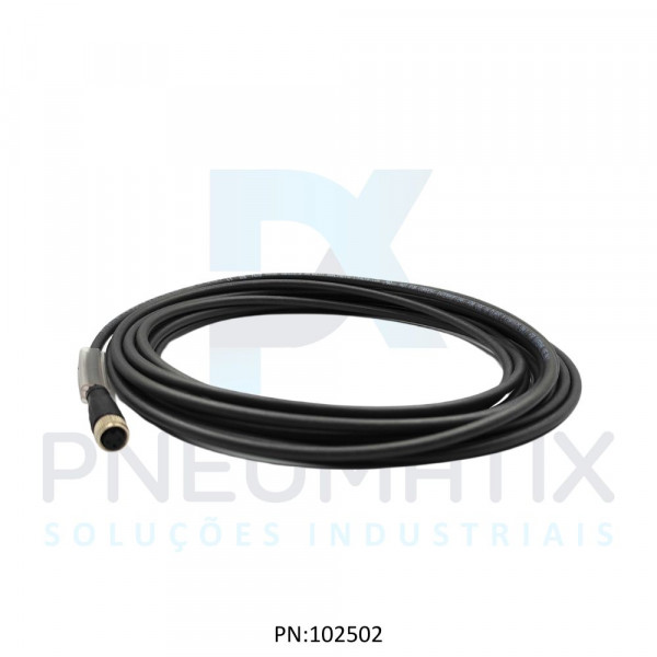 CABO C/CONECTOR 5MTS FEMEA RETO M8 3 POLOS COR PRETO PUR V3-GM-BK5M-PUR-U PN:217480 PEPPERL