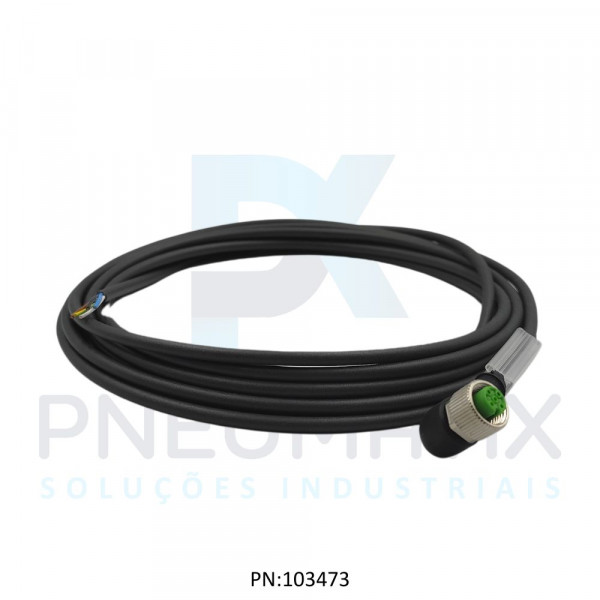 CABO C/CONECTOR 5MTS FEMEA ANGULAR M12 5 POLOS COR PRETO 712361-6250500 MURRELEKTRONIK