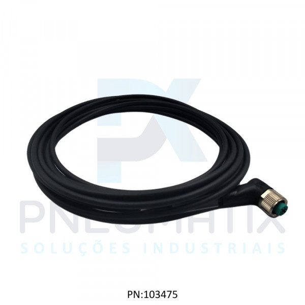 CABO C/CONECTOR 5MTS FEMEA ANGULAR M12 4 POLOS COR PRETO PUR V1-W-BK5M-PUR-U PN:217482 PEPPERL