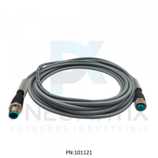 CABO C/CONECTOR 5MTS FEMEA RETO M12 4 POLOS COR CINZA PVC V1-G-5M-PVC-V1-G PN:114701 PEPPERL