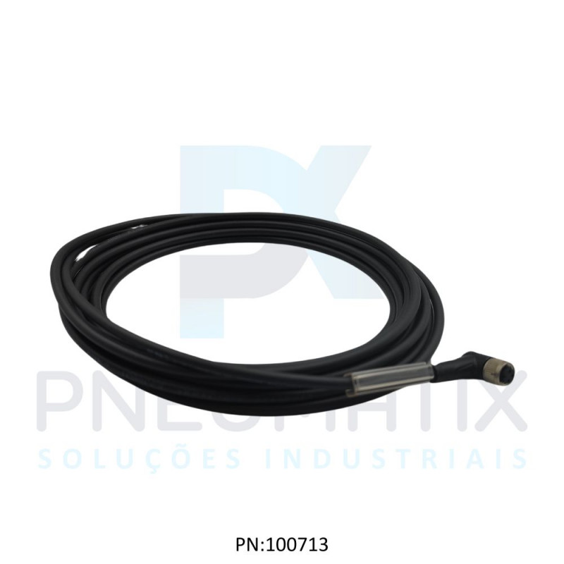 CABO C/CONECTOR 5MTS FEMEA ANGULAR M8 3 POLOS COR PRETO PUR V3-WM-BK5M-PUR-U PN:234128 PEPPERL