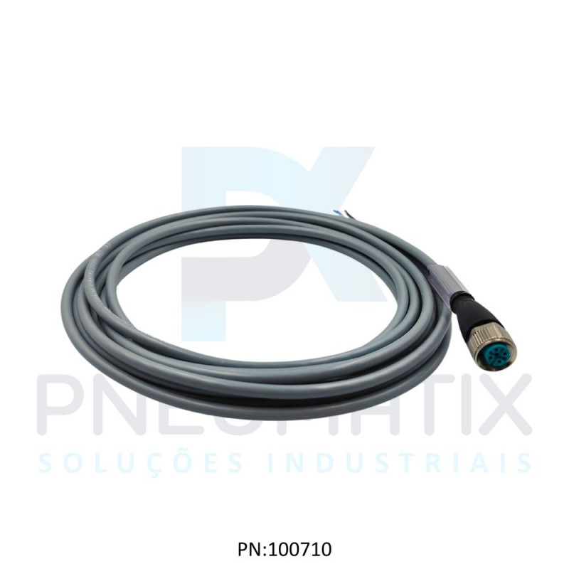 CABO C/CONECTOR 5MTS FEMEA RETO M12 5 POLOS COR CINZA PVC V15-G-5M-PVC PN:109478 PEPPERL