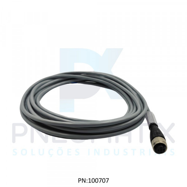 CABO C/CONECTOR 5MTS FEMEA RETO M12 4 POLOS COR CINZA PVC V1-G-5M-PVC PN:035073 PEPPERL