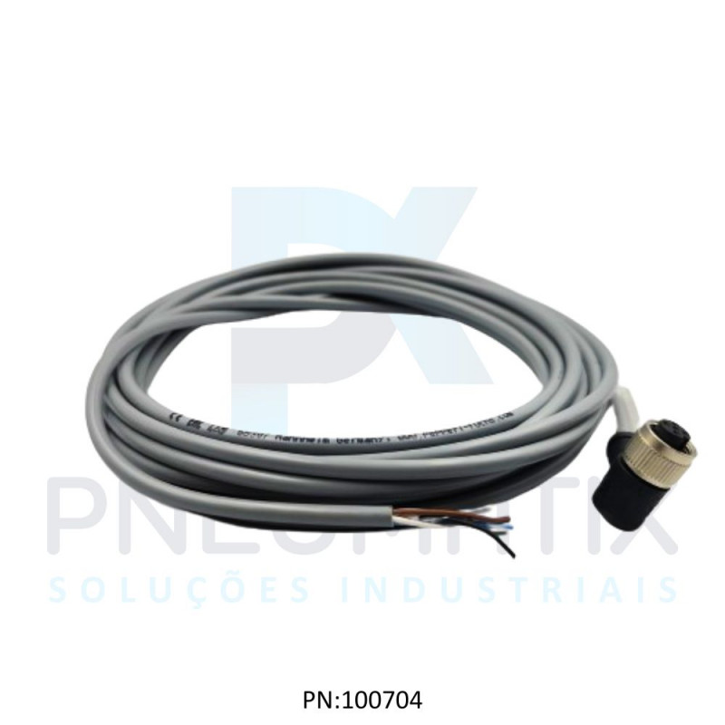 CABO C/CONECTOR 5MTS FEMEA ANGULAR M12 5 POLOS COR CINZA PVC V15-W-5M-PVC PN:109482 PEPPERL