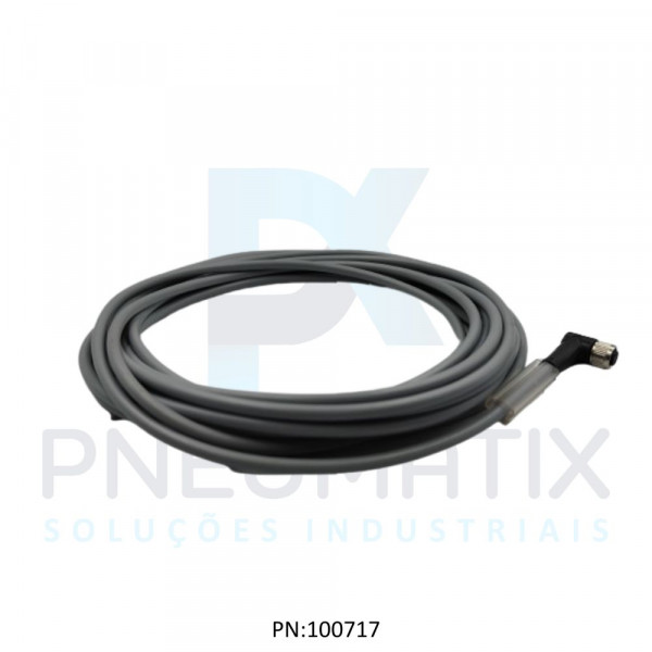 CABO C/CONECTOR 5MTS FEMEA ANGULAR M8 3 POLOS COR CINZA PVC V3-WM-5M-PVC PN:109026 PEPPERL