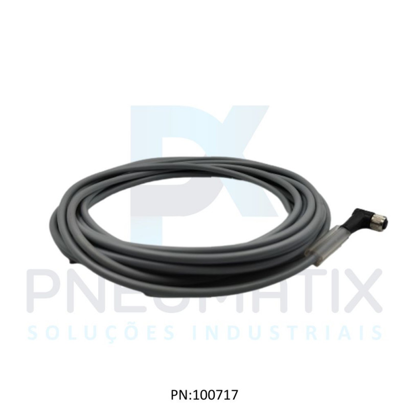 CABO C/CONECTOR 5MTS FEMEA ANGULAR M8 3 POLOS COR CINZA PVC V3-WM-5M-PVC PN:109026 PEPPERL