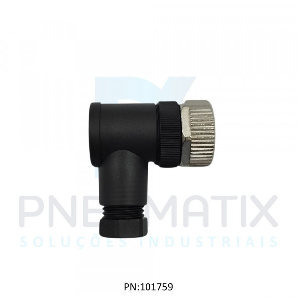 CONECTOR FEMEA ANGULAR M12 4 POLOS PARAFUSAVEL IP67 FIO 0,75MM2 TENSAO MAX.250VAC/VCC 4A V1-W-BK PN:224884 PEPPERL