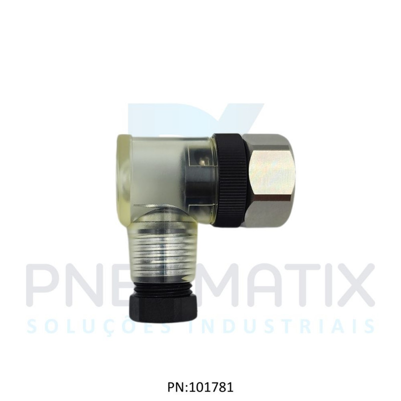 CONECTOR FEMEA ANGULAR M12 4P PARAFUSAVEL IP67 FIO 0,75MM2 TENSAO MAX.250VAC/VCC 4A MAX.C/LED V1-WV2A PN:117131 PEPPERL