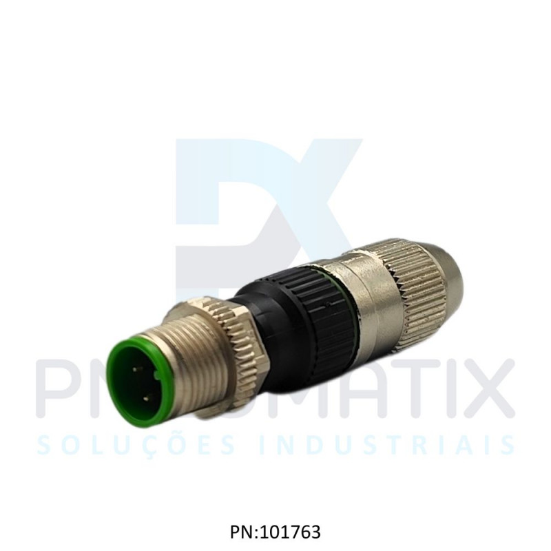 CONECTOR MOSA MACHO RETO M12 4P.AUTOCRIMPANTE IP67 FIO 0,25-0,5MM2 TEN.MAX.32VAC/VCC CORRENTE MAX.4A 712481-0000000 MURR