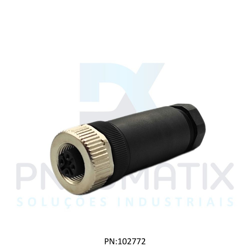 CONECTOR FEMEA RETO M12 4 POLOS PARAFUSAVEL IP67 FIO 0,75MM TENSAO MAX.250VAC/VCC 4A MAX.V1-G-PG9 PN:200770 PEPPERL