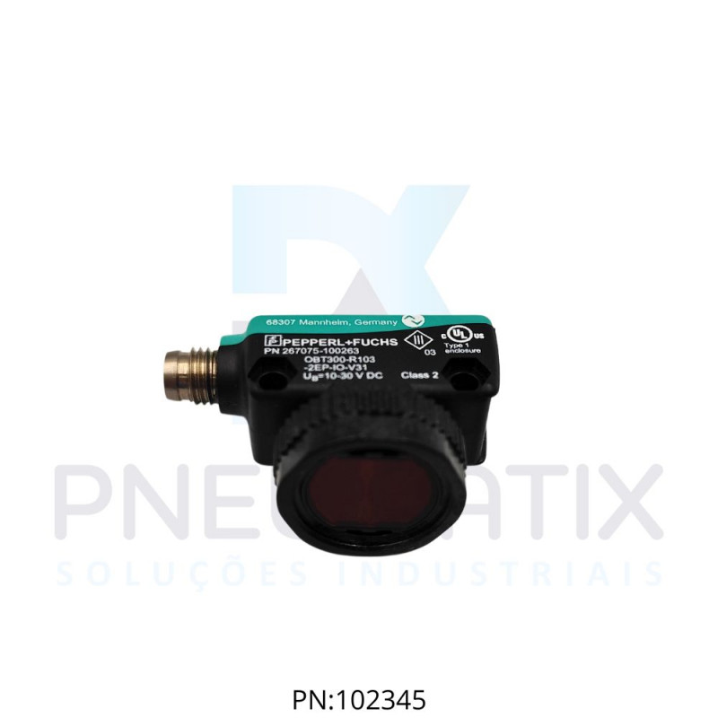 SENSOR DE TRIANGULACAO C/SUPRESSAO DE PLANO DE FUNDO OBT300-R103-2EP-IO-V31 PN:267075-100263 PEPPERL