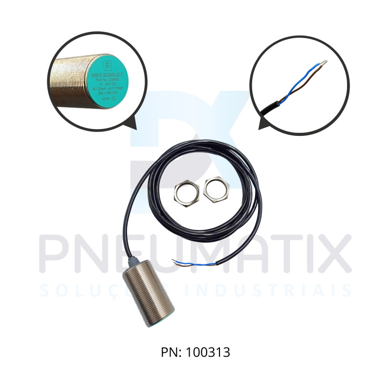 SENSOR IND.CIL.DIAM.30MM Sn:10MM FAC.ALIM.10-30VDC T.MAX.100OC 2F NA CABO 2MTS NBB10-30GM50-Z0-T PN:236495 PEPPERL