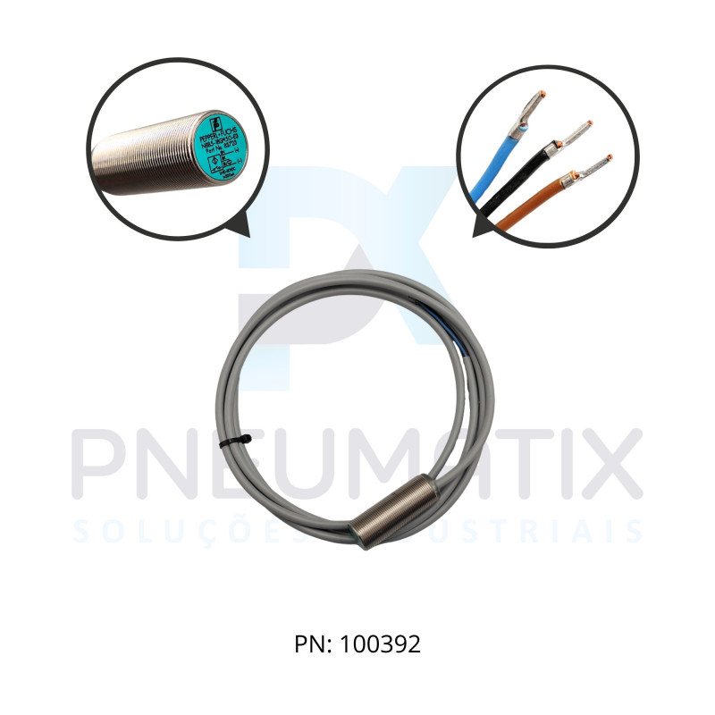 SENSOR IND.CIL.DIAM.18MM Sn:5MM FAC.ALIM.10-30VDC PNP NF CABO 2MTS NBB5-18GM50-E3 PN:326161-0110 PEPPERL