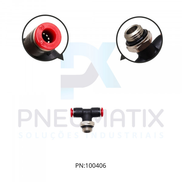CONEXAO T MACHO CENTRAL PLASTICA 06MM X R.1/4 BSPP C02670628 NORGREN