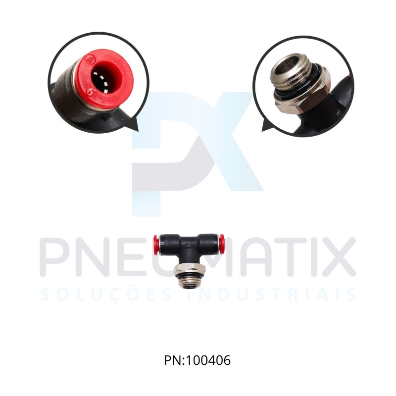 CONEXAO T MACHO CENTRAL PLASTICA 06MM X R.1/4 BSPP C02670628 NORGREN