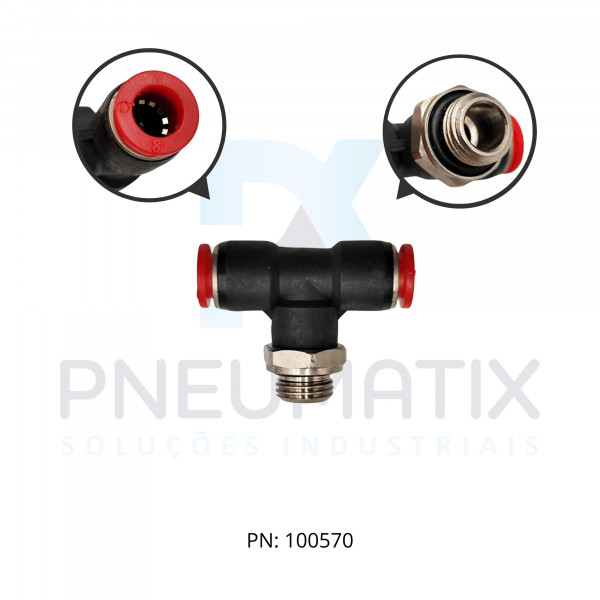 CONEXAO T MACHO CENTRAL PLASTICA 08MM X R.1/4 BSPP C02670828 NORGREN