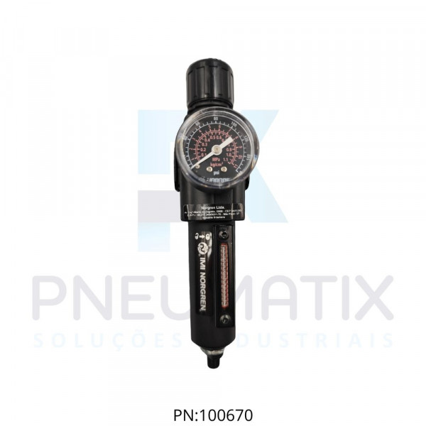 FILTRO REGULADOR DE PRESSAO R.1/4 BSP D. AUT. COPO MET. 5 MICRAS C/MANOMETRO B72G-2GK-AE1-RMG NORGREN