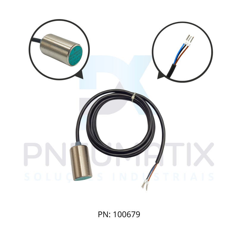 SENSOR IND.CIL.DIAM.30MM Sn:15MM FAC.ALIM.10-30VDC PNP NF CABO 2MTS NBB15-30GM50-E3-M PN:240183 PEPPERL