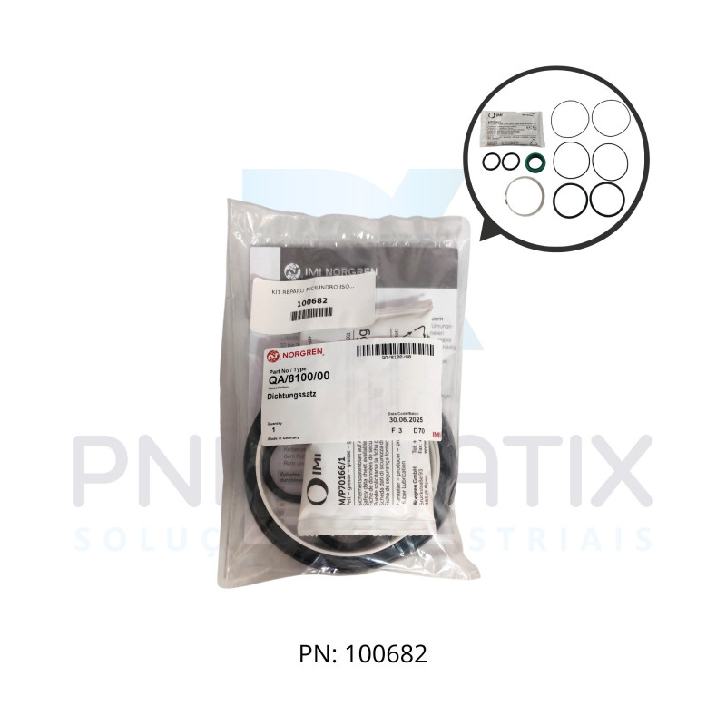 KIT REPARO P/CILINDRO ISO 100MM QA/8100/00 NORGREN KIT REPARO P/CILINDRO ISO 100MM QA/8100/00 NORGREN