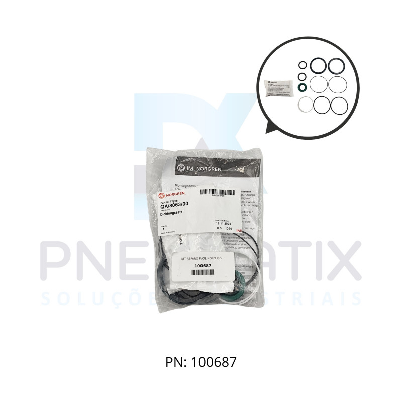 KIT REPARO P/CILINDRO ISO 63MM QA/8063/00 NORGREN KIT REPARO P/CILINDRO ISO 63MM QA/8063/00 NORGREN