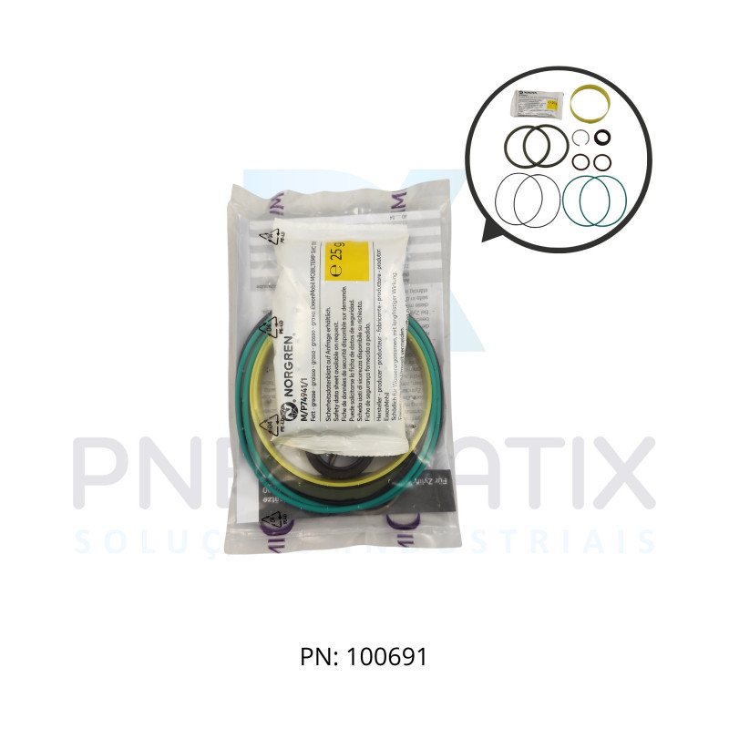 KIT REPARO P/CILINDRO ISO 100MM VITON TQA/8100/00 NORGREN KIT REPARO P/CILINDRO ISO 100MM VITON TQA/8100/00 NORGREN