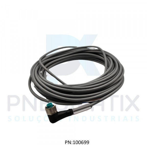 CABO C/CONECTOR 10MTS FEMEA ANGULAR M12 4 POLOS COR CINZA PVC V1-W-10M-PVC PN:033486 PEPPERL
