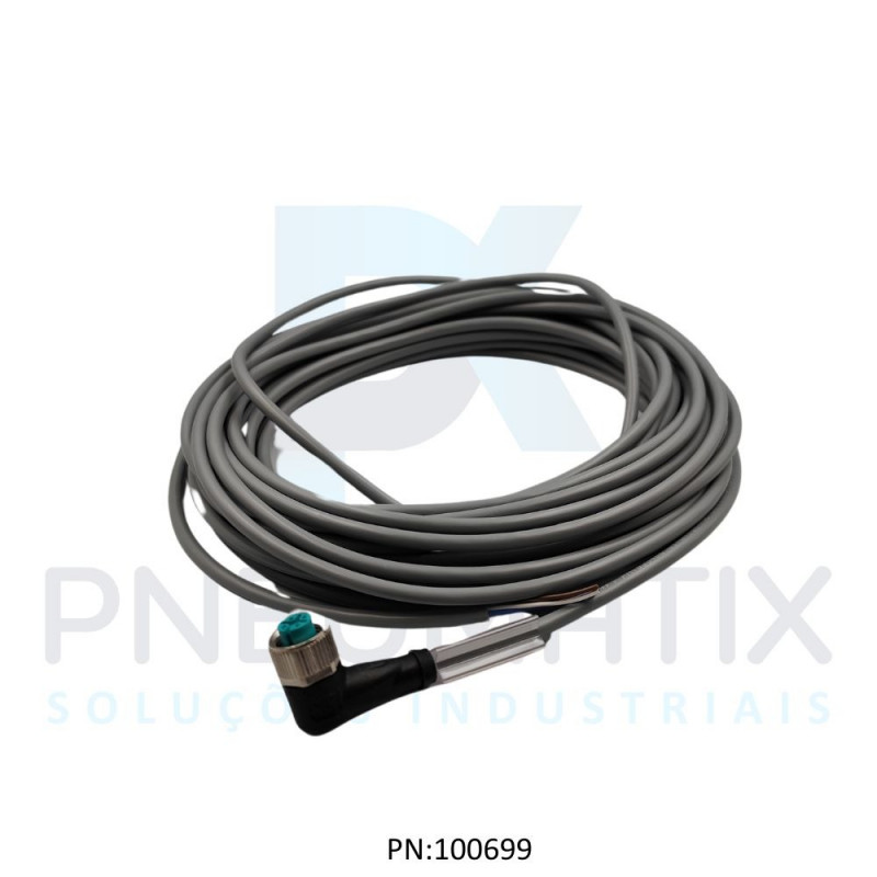 CABO C/CONECTOR 10MTS FEMEA ANGULAR M12 4 POLOS COR CINZA PVC V1-W-10M-PVC PN:033486 PEPPERL