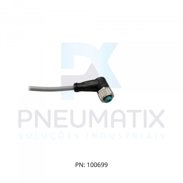 CABO C/CONECTOR 10MTS FEMEA ANGULAR M12 4 POLOS COR CINZA PVC V1-W-10M-PVC PN:033486 PEPPERL