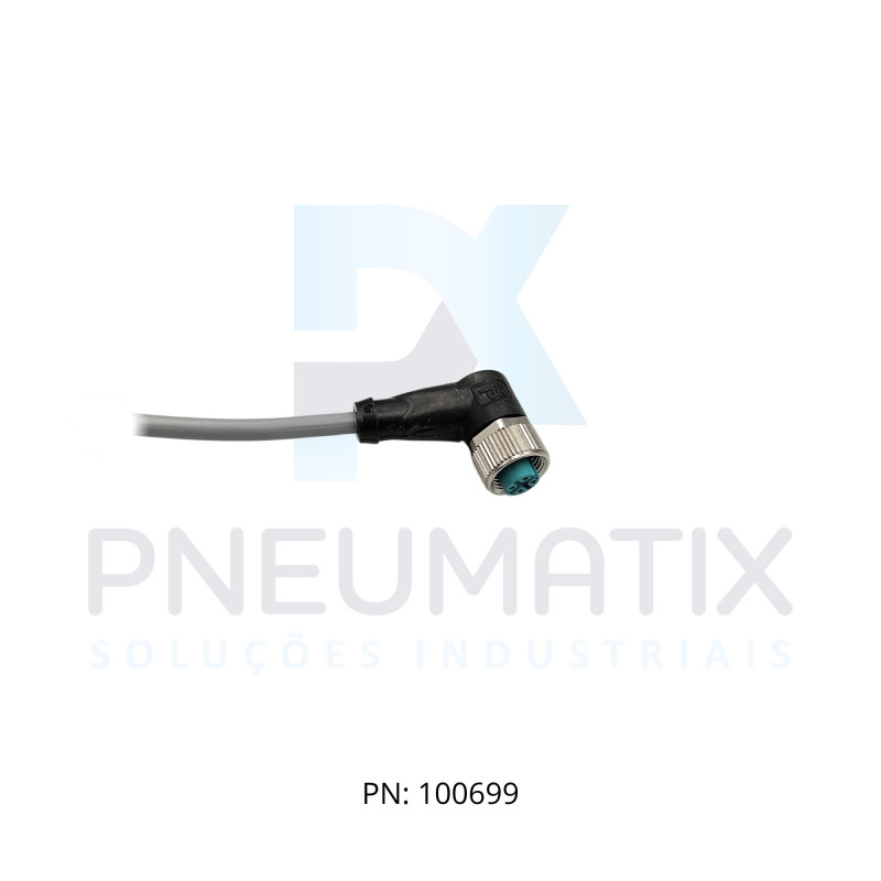 CABO C/CONECTOR 10MTS FEMEA ANGULAR M12 4 POLOS COR CINZA PVC V1-W-10M-PVC PN:033486 PEPPERL